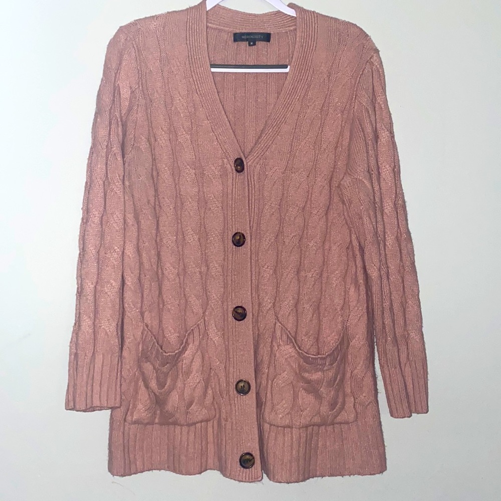 Pink button cardigan NWOT
